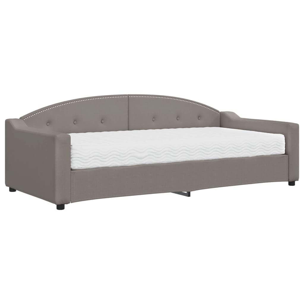 vidaXL Sofá-cama com colchão 90x200 cm tecido cinzento-acastanhado