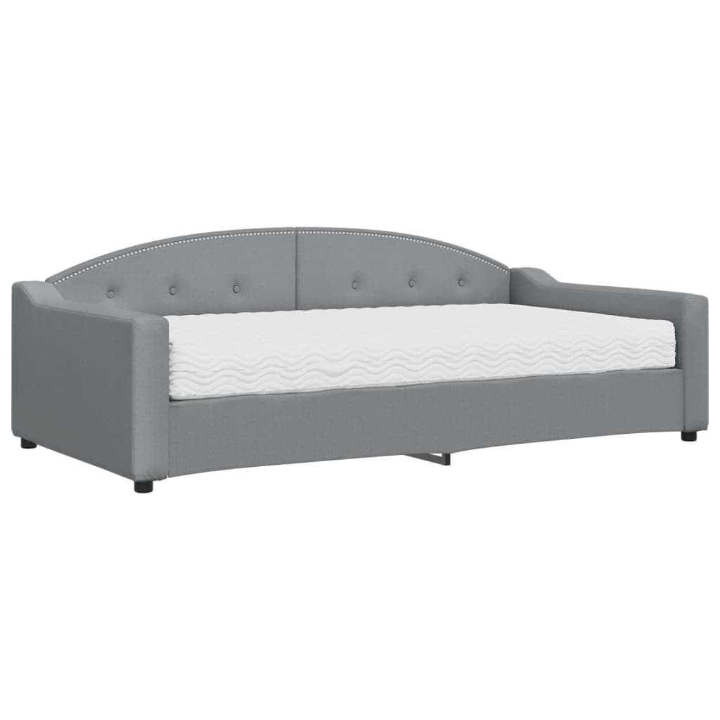 vidaXL Sofá-cama com colchão 100x200 cm tecido cinzento-claro