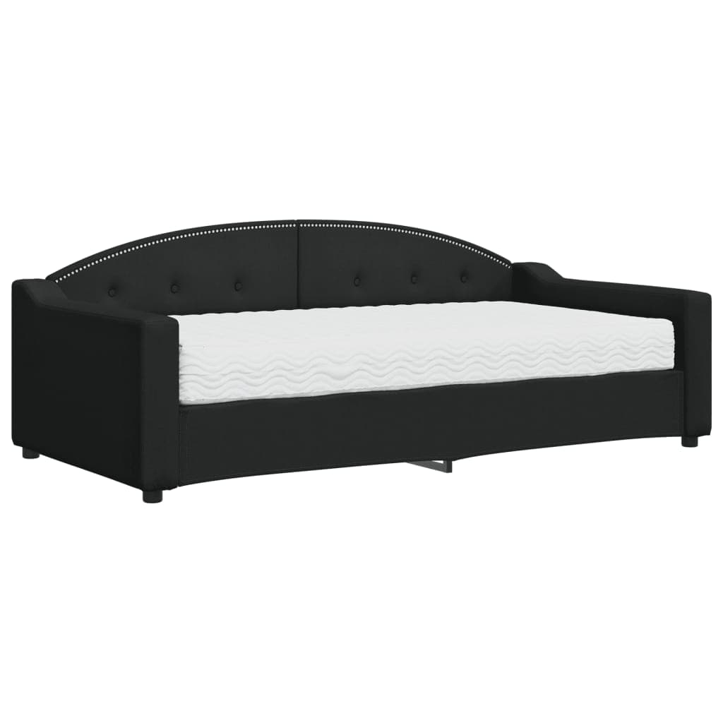 vidaXL Sofá-cama com colchão 90x190 cm tecido preto
