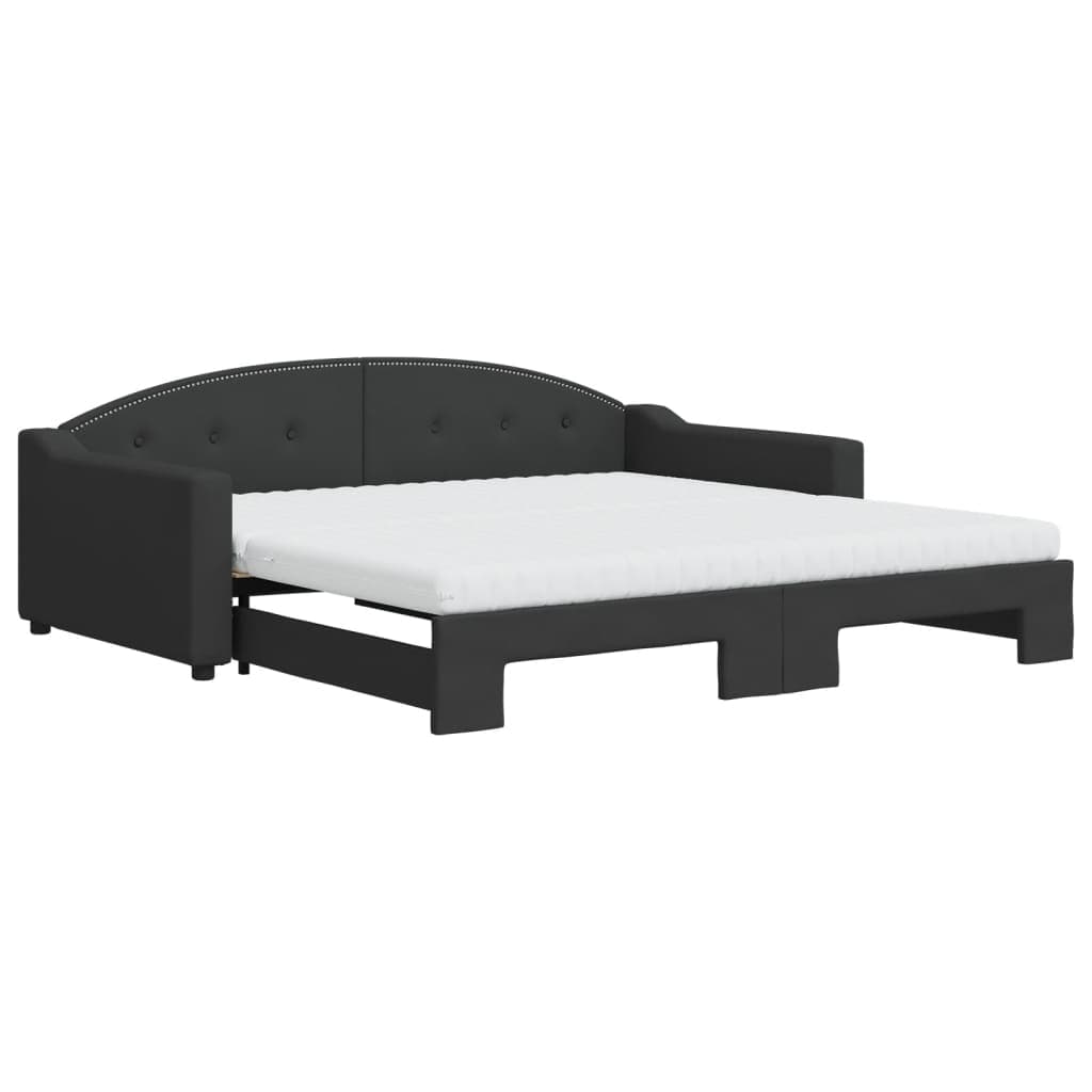 vidaXL Sofá-cama com gavetão e colchões 100x200 cm tecido preto