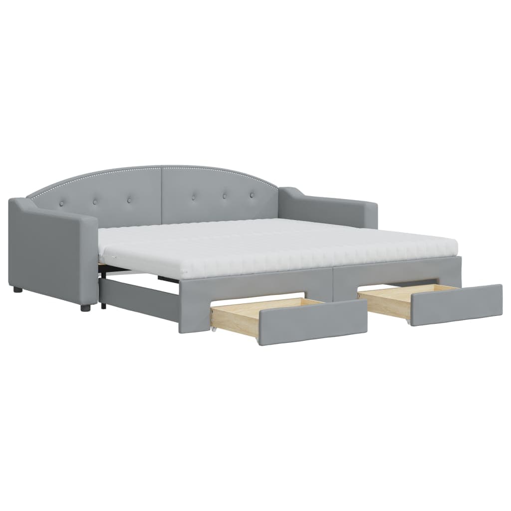 vidaXL Sofá-cama c/ gavetão e gavetas 90x190 cm tecido cinzento-claro
