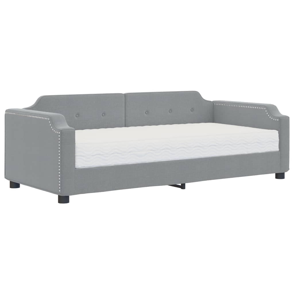 vidaXL Sofá-cama com colchão 100x200 cm tecido cinzento-claro