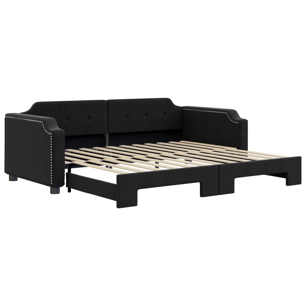 vidaXL Sofá-cama com gavetão 90x190 cm tecido preto