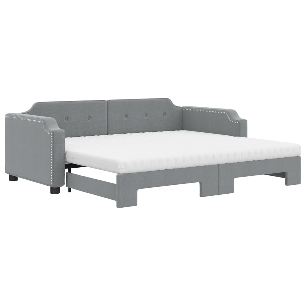 vidaXL Sofá-cama c/ gavetão e colchões 90x200 cm tecido cinzento-claro