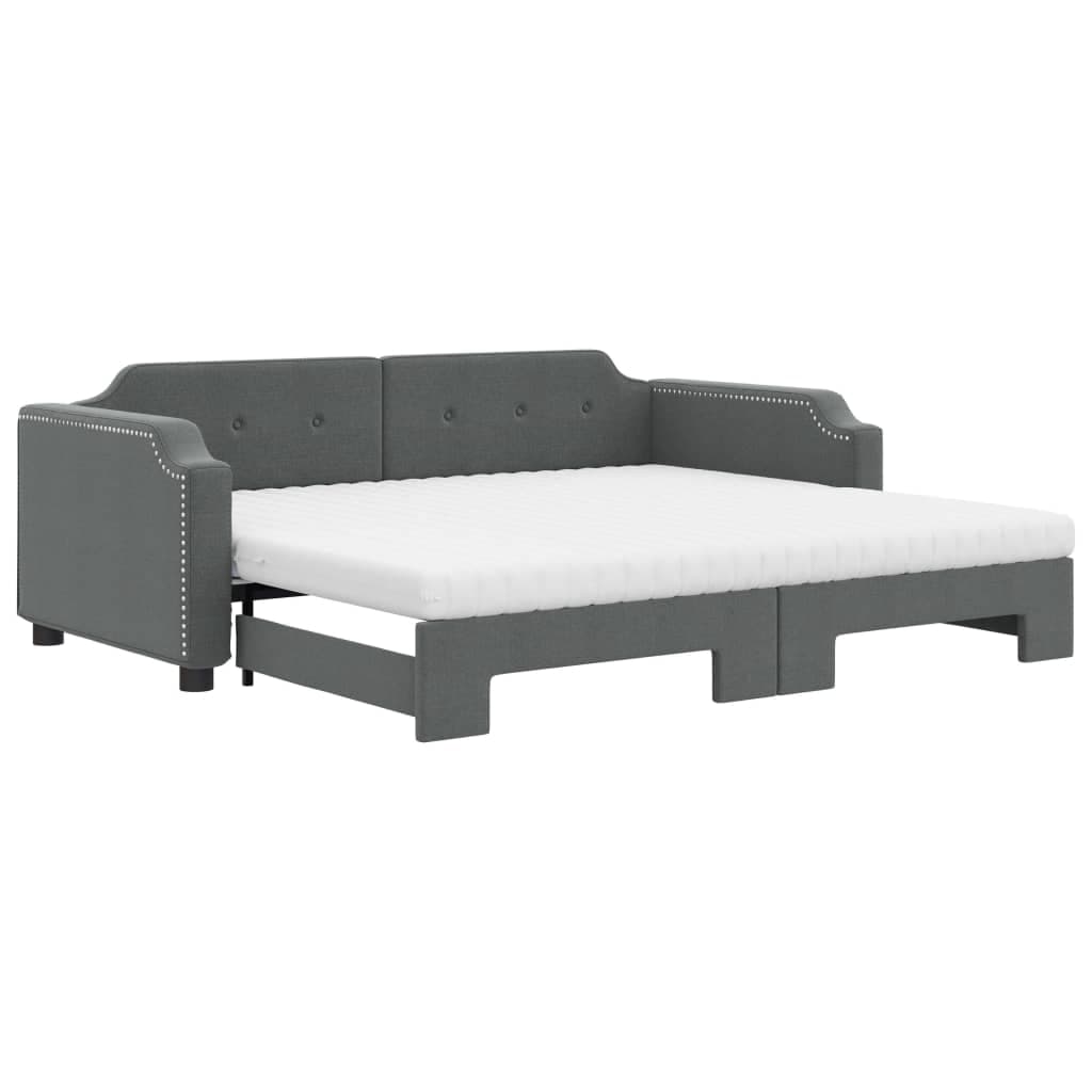 vidaXL Sofá-cama c/ gavetão/colchões 100x200cm tecido cinzento-escuro
