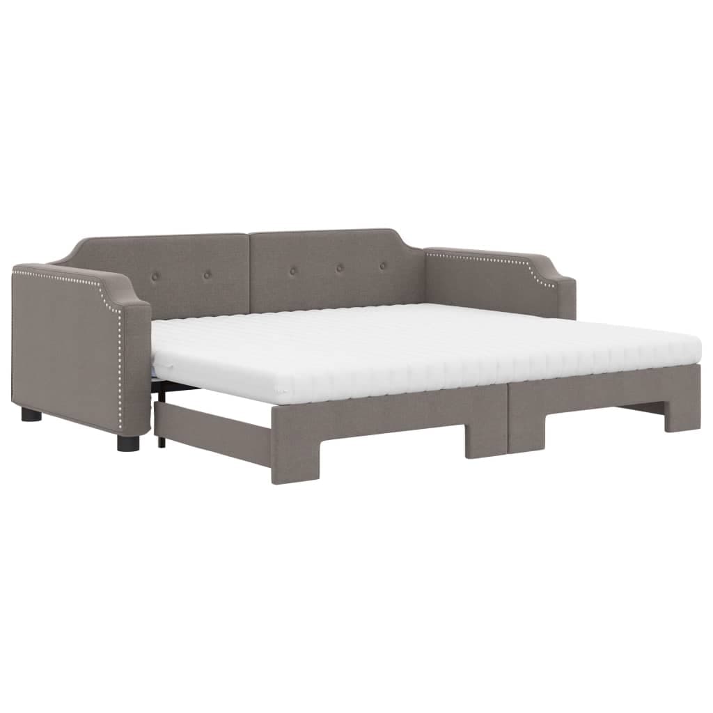 vidaXL Sofá-cama + gavetão/colchões 100x200cm tecido cinza-acastanhado