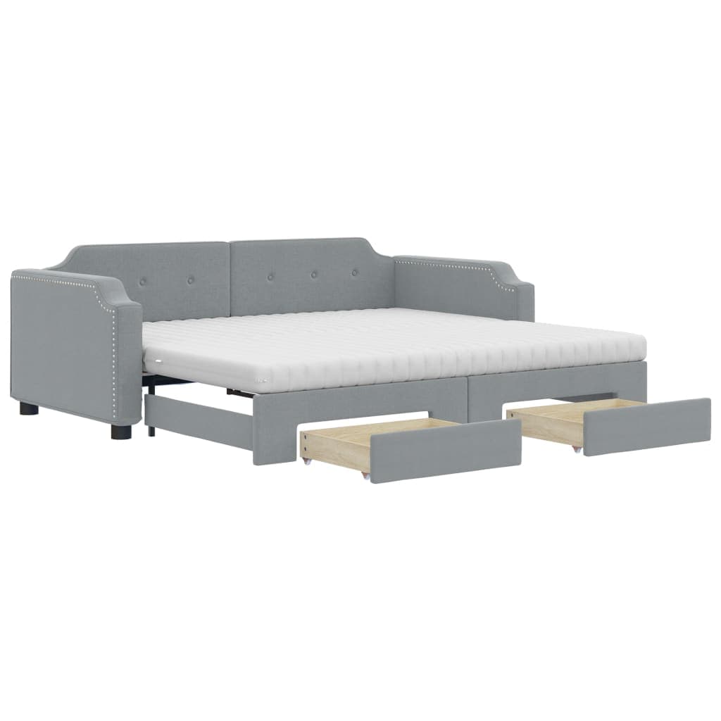 vidaXL Sofá-cama c/ gavetão e gavetas 100x200 cm tecido cinzento-claro