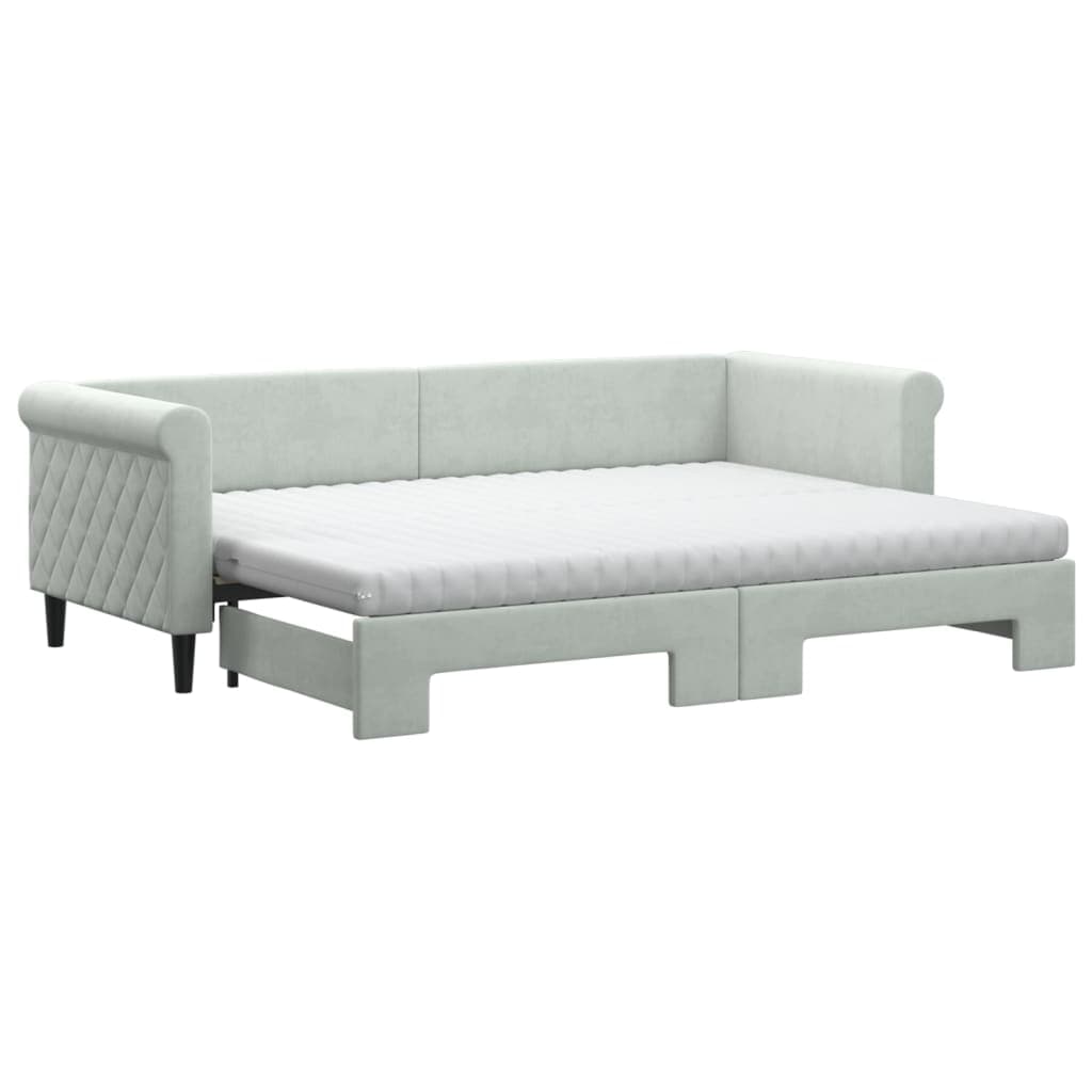 vidaXL Sofá-cama c/ gavetão e colchões 80x200 cm veludo cinzento-claro