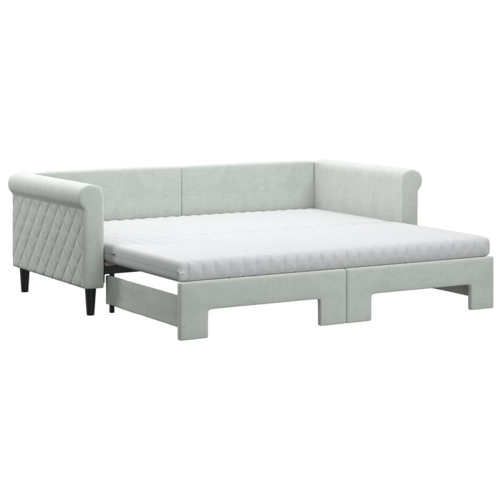 vidaXL Sofá-cama c/ gavetão e colchões 90x190 cm veludo cinzento-claro