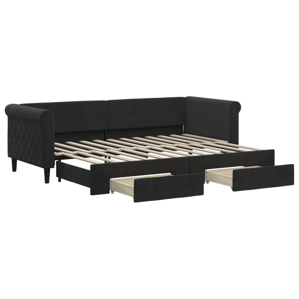 vidaXL Sofá-cama com gavetão e gavetas 80x200 cm veludo preto