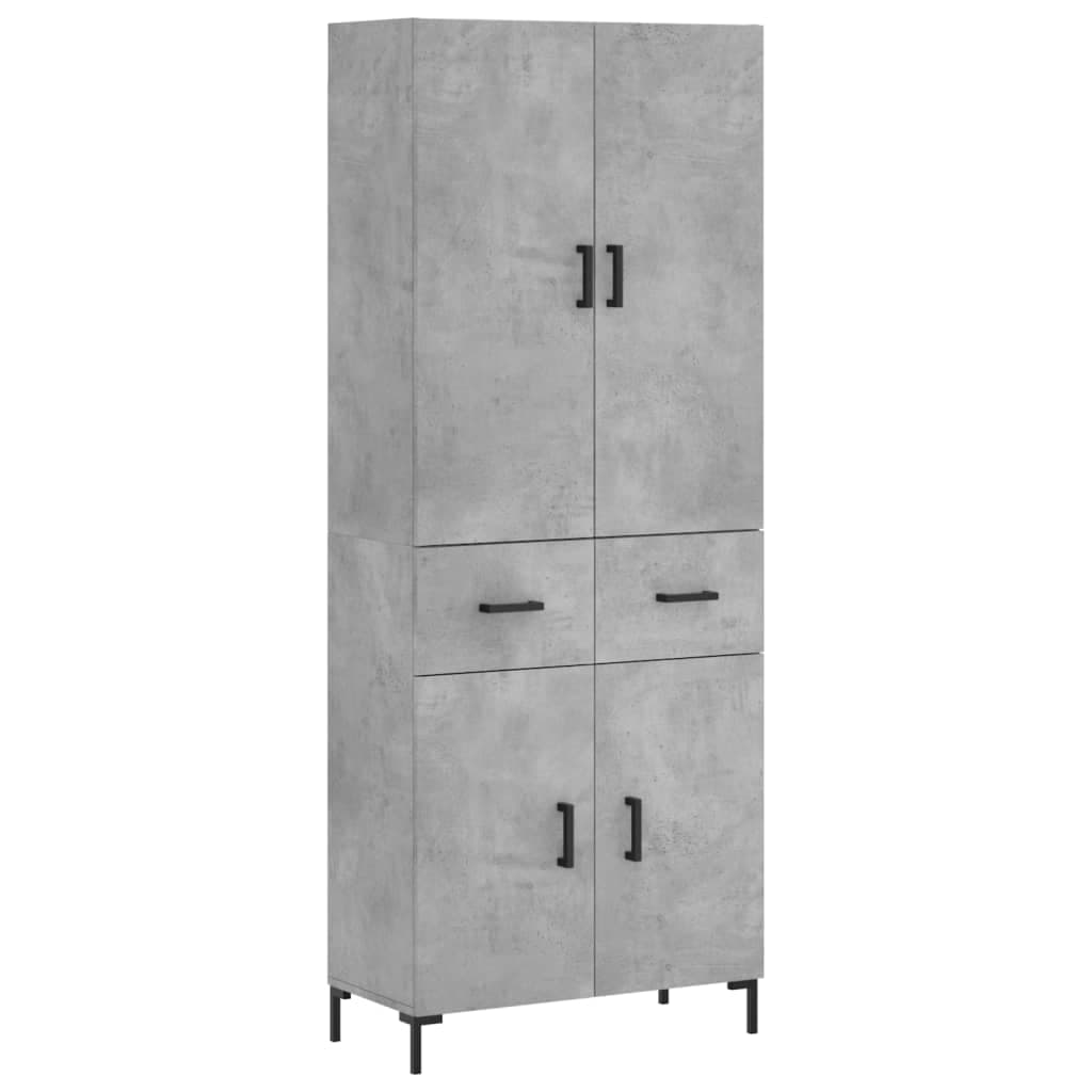 vidaXL Armário alto 69,5x34x180 cm derivados de madeira cinza cimento