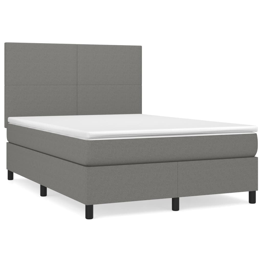 vidaXL Cama com molas/colchão 140x190 cm tecido cinzento-escuro