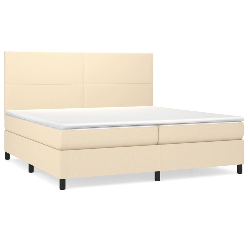 vidaXL Cama com molas/colchão 200x200 cm tecido cor creme
