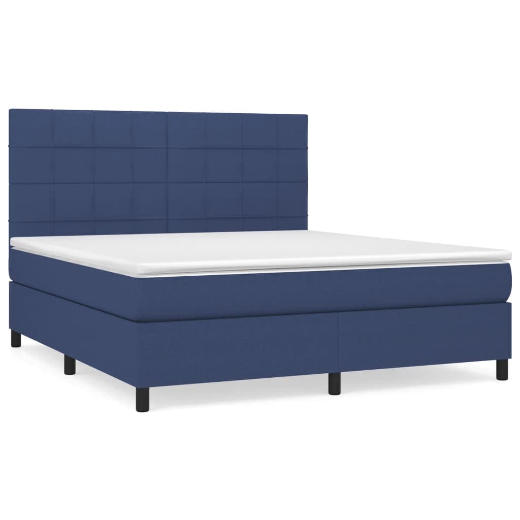 vidaXL Cama com molas/colchão 180x200 cm tecido azul
