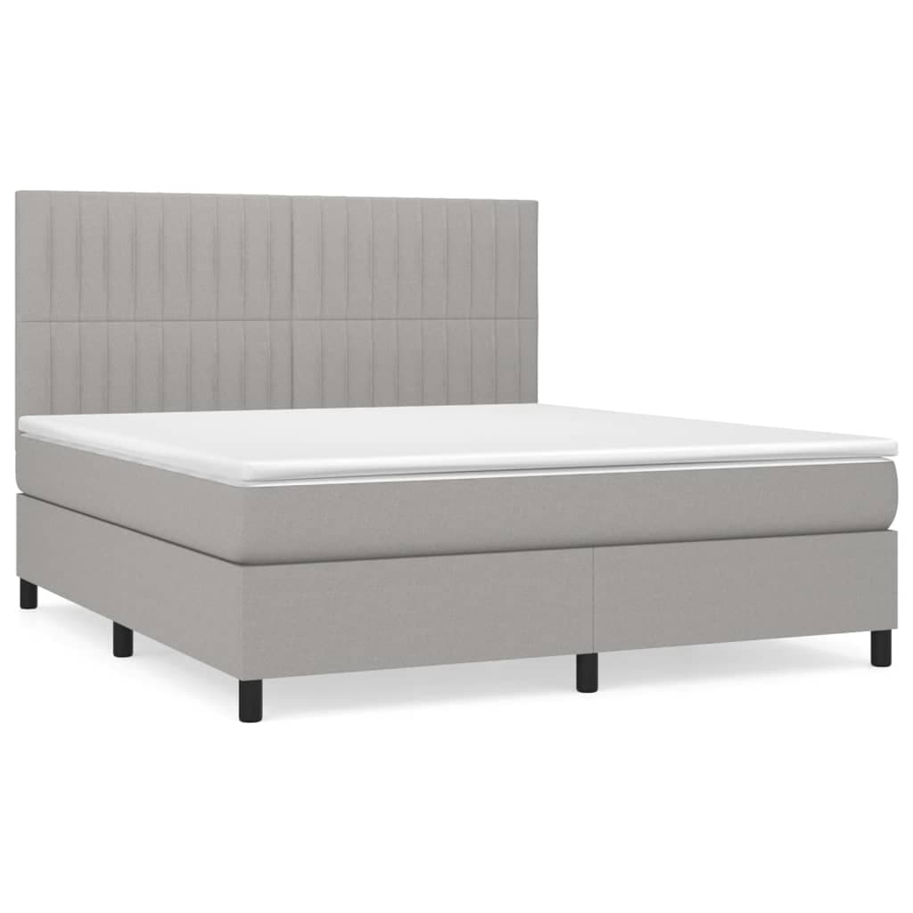 vidaXL Cama com molas/colchão 160x200 cm tecido cinzento-claro