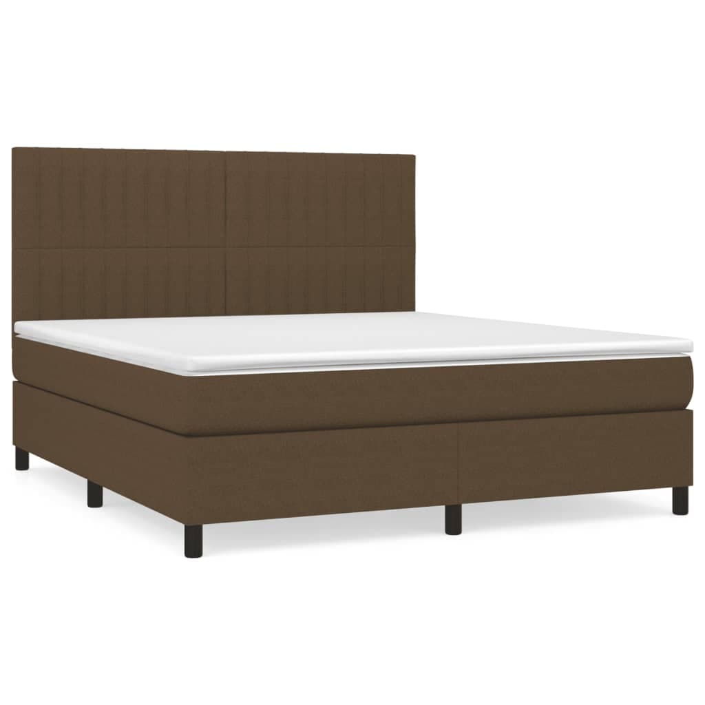 vidaXL Cama com Molas/colchão 160x200 cm Tecido Castanho-escuro - 2959208995
