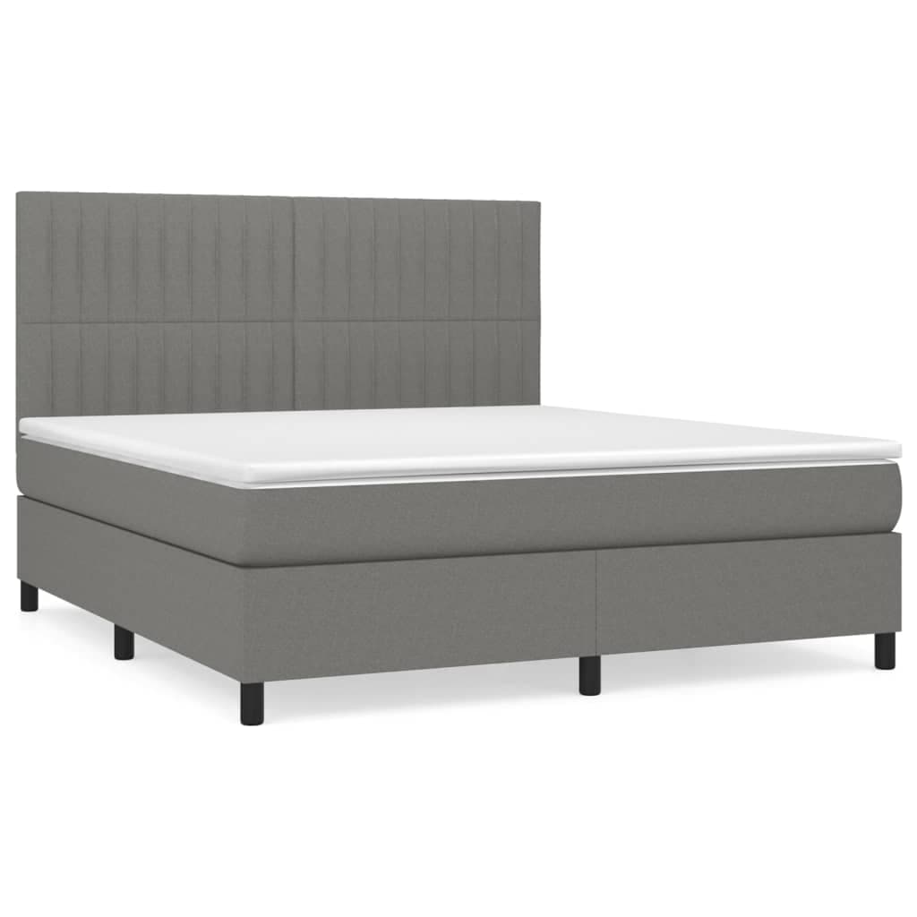 vidaXL Cama com molas/colchão 180x200 cm tecido cinzento-escuro