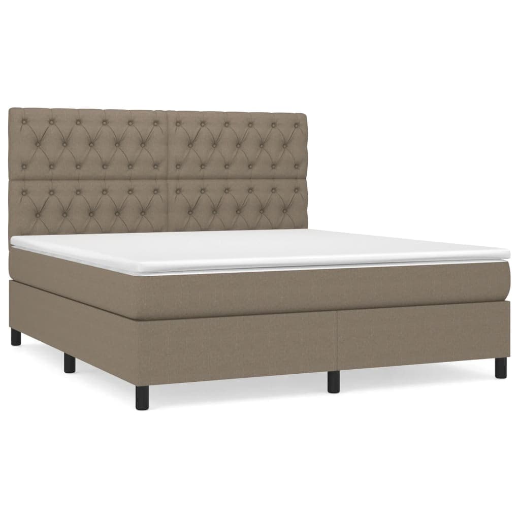 vidaXL Cama com molas/colchão 160x200 cm tecido castanho-acinzentado