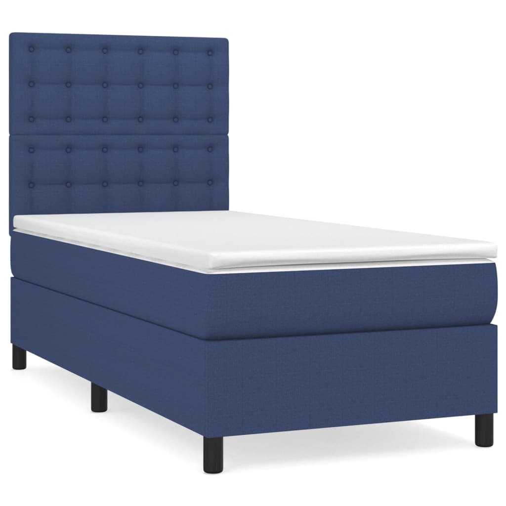 vidaXL Cama com Molas/colchão 90x200 cm Tecido Azul - 4294216997