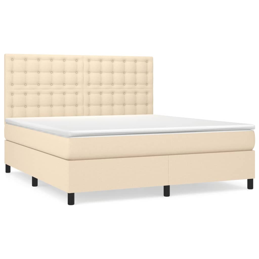 vidaXL Cama com Molas/colchão 180x200 cm Tecido Cor Creme - 3518036016