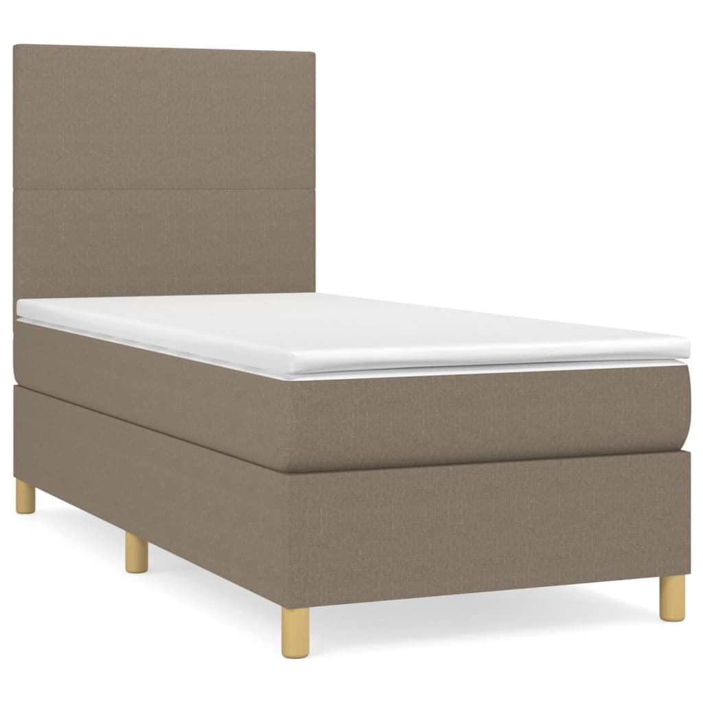 vidaXL Cama com molas/colchão 80x200 cm tecido castanho-acinzentado