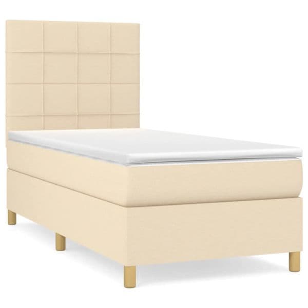 vidaXL Cama com Molas/colchão 80x200 cm Tecido Cor Crème - 312049738