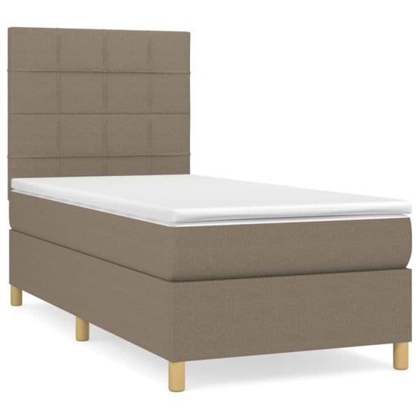 vidaXL Cama com Molas/colchão 90x190 cm Tecido Castanho-acinzentado - 3002312123