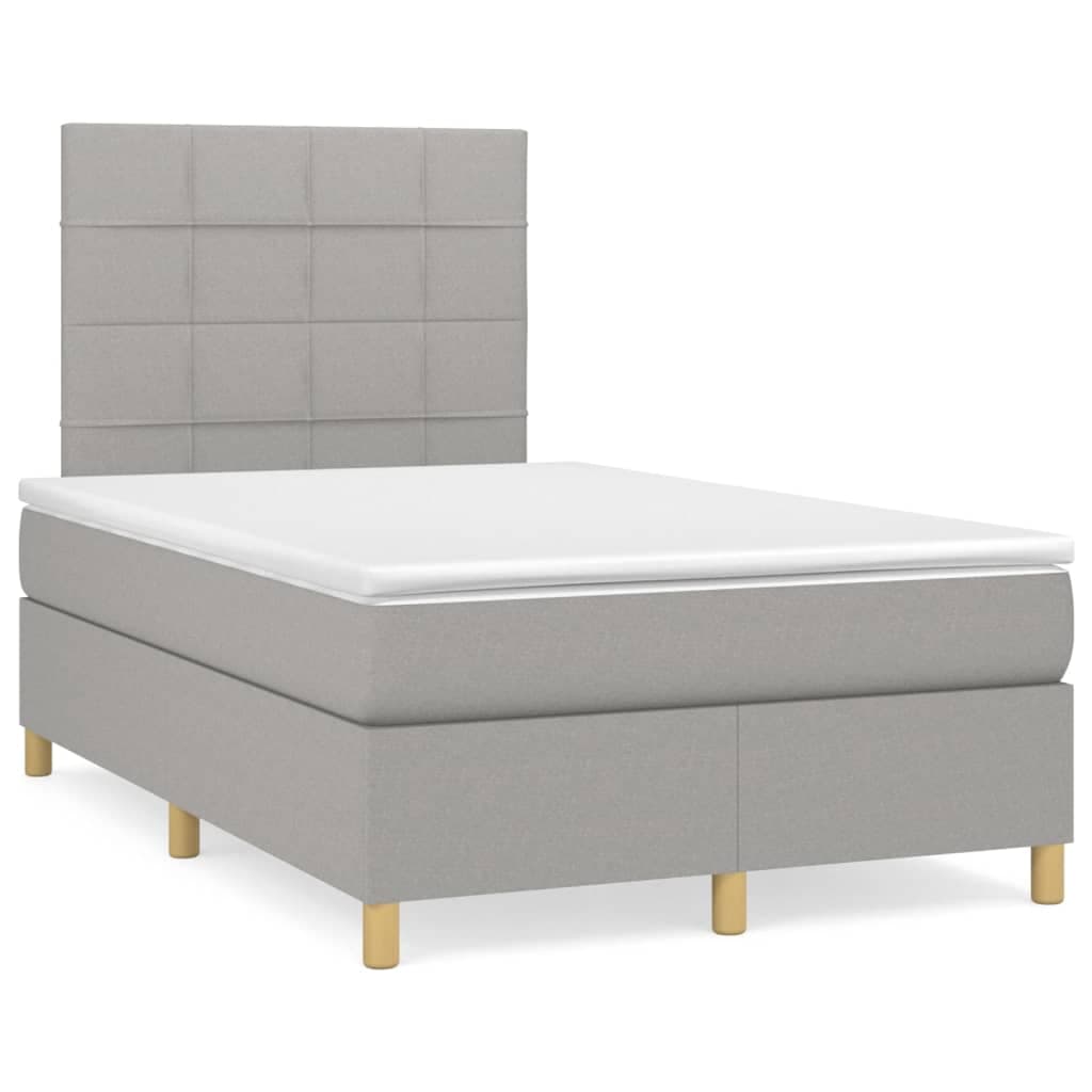 vidaXL Cama com molas/colchão 120x200 cm tecido cinza-claro