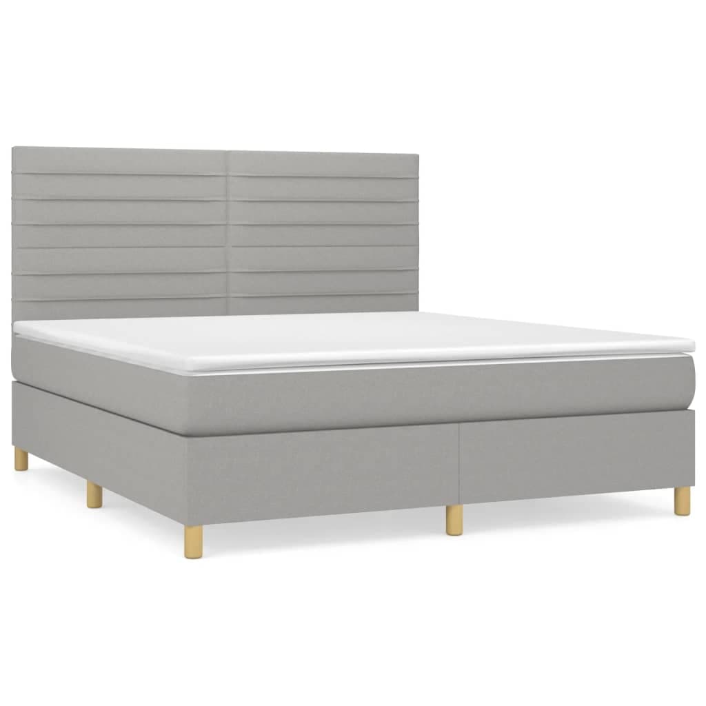 vidaXL Cama com molas/colchão 180x200 cm tecido cinzento-claro