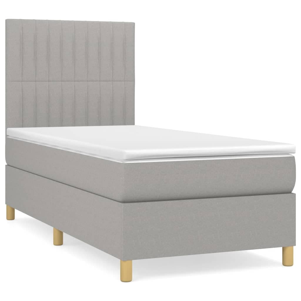vidaXL Cama com Molas/colchão 90x190 cm Tecido Cinzento-claro - 598270542