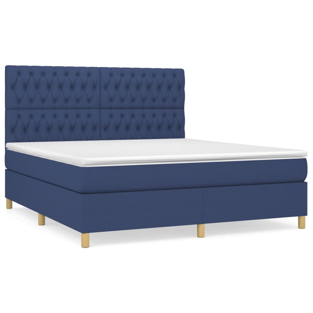 vidaXL Cama com Molas/colchão 180x200 cm Tecido Azul - 1768417906