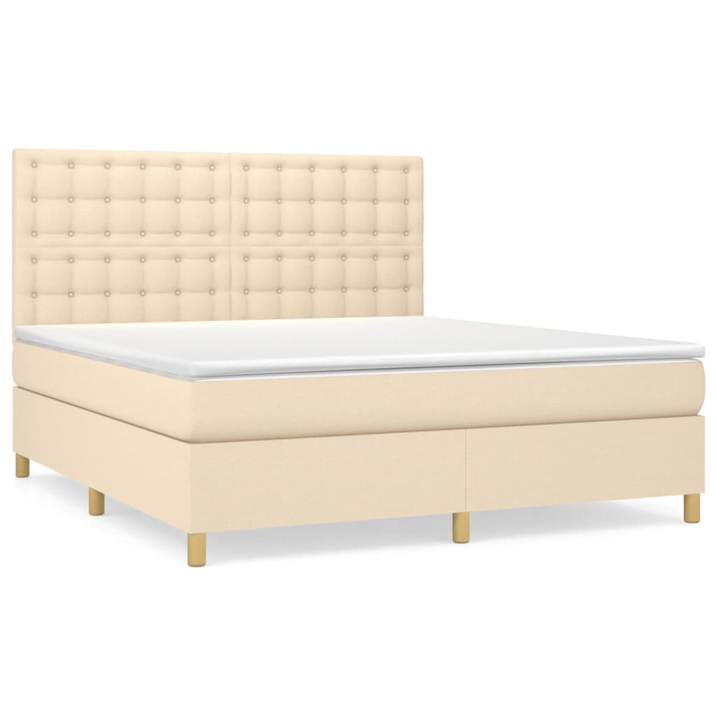 vidaXL Cama com Molas/colchão 160x200 cm Tecido Cor Creme - 2357117185