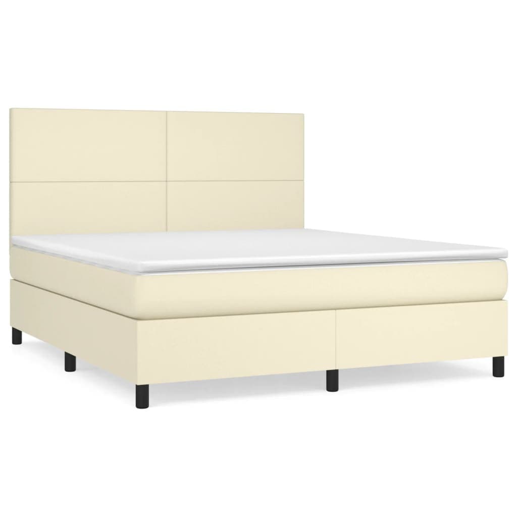 Cama com Molas/colchão 180x200 cm Couro Artificial Cor Creme - 3142739