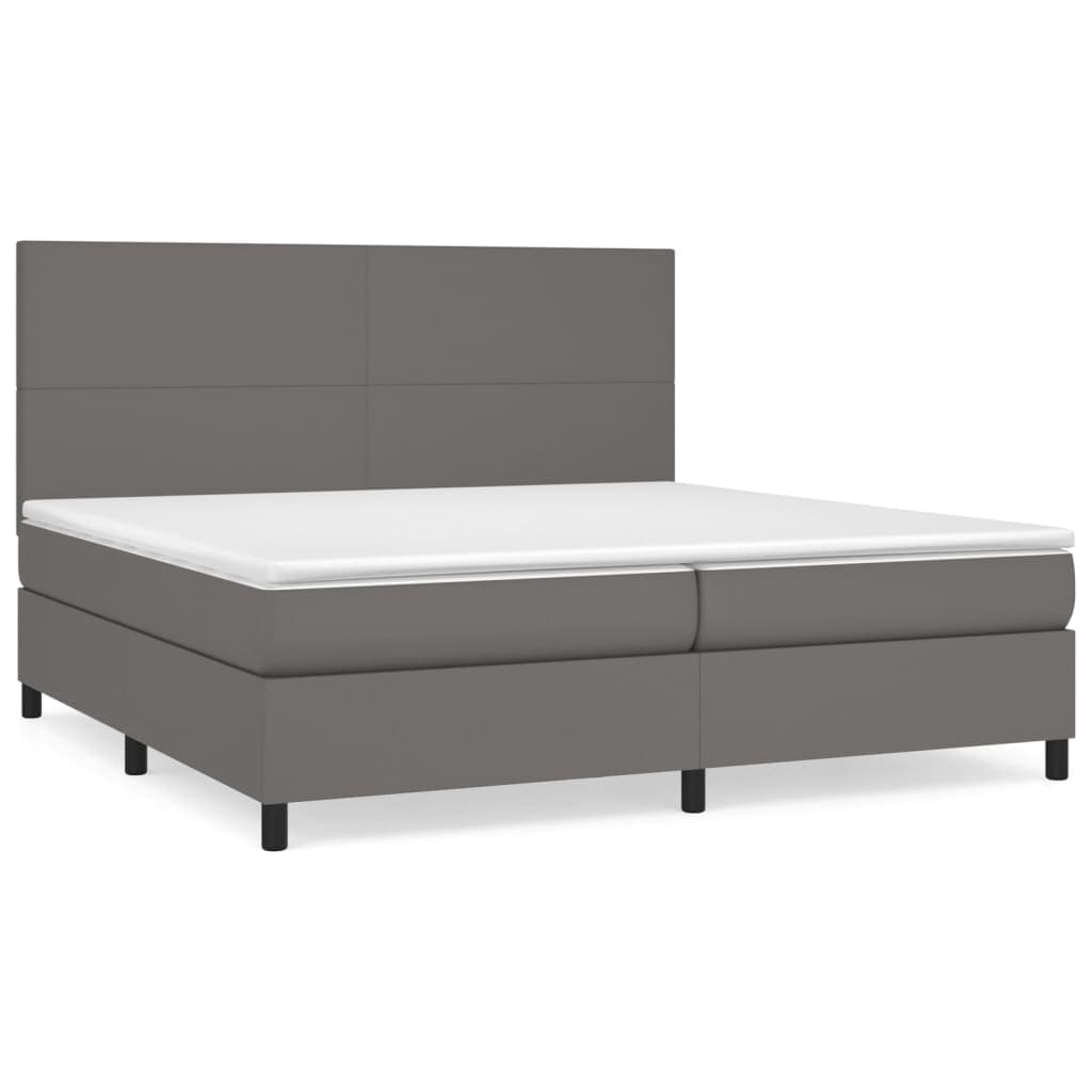 vidaXL Cama com Molas/colchão 200x200 cm Couro Artificial Cinzento - 955608406