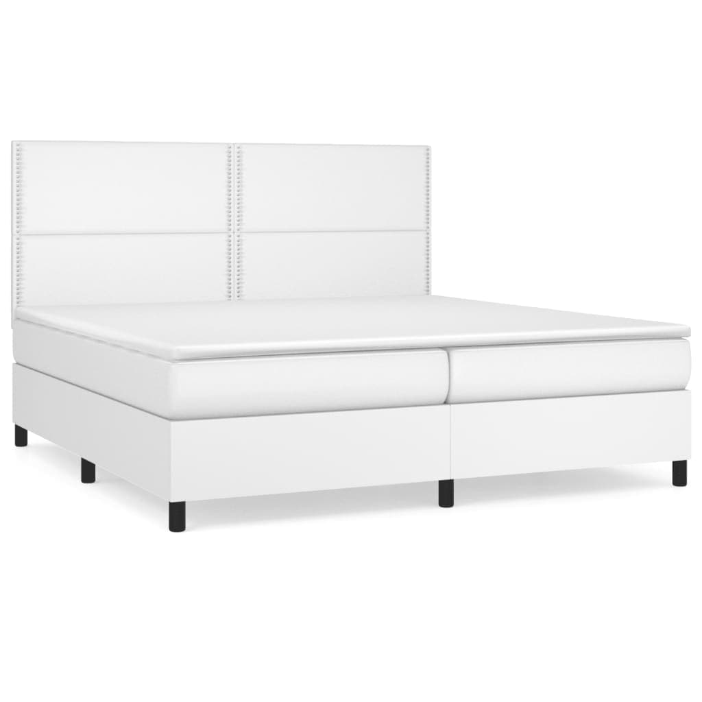 Cama com Molas/colchão 200x200 cm Couro Artificial Branco - 3142804