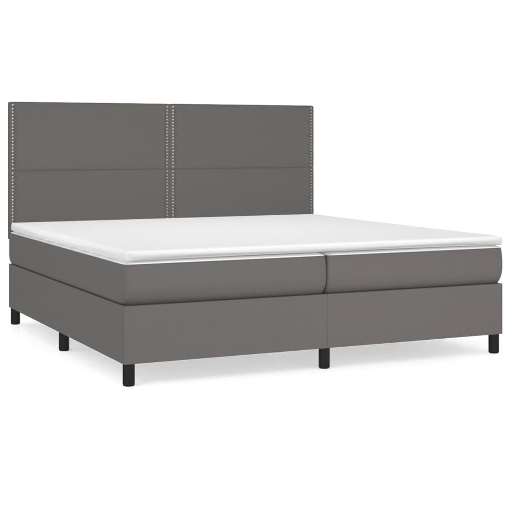 Cama com Molas/colchão 200x200 cm Couro Artificial Cinzento - 3142807