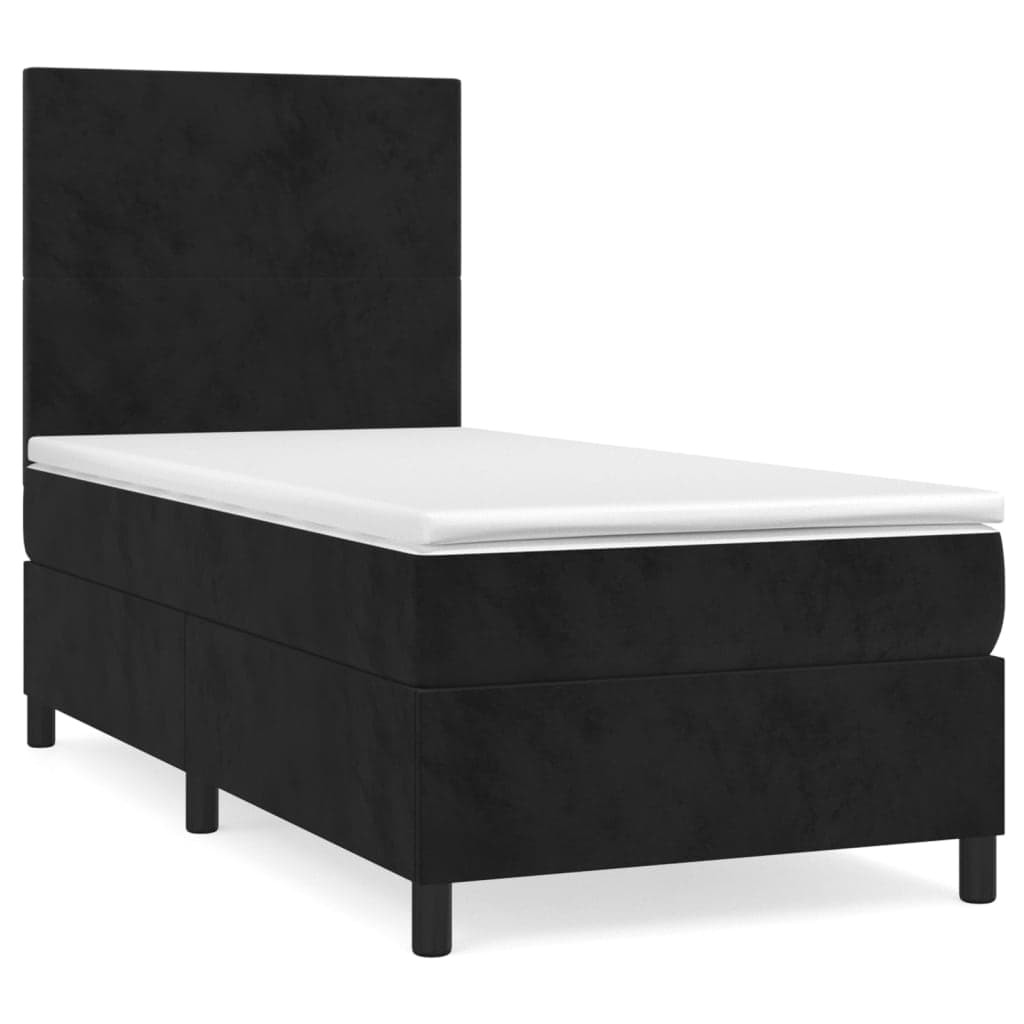 vidaXL Cama com molas/colchão 80x200 cm veludo preto