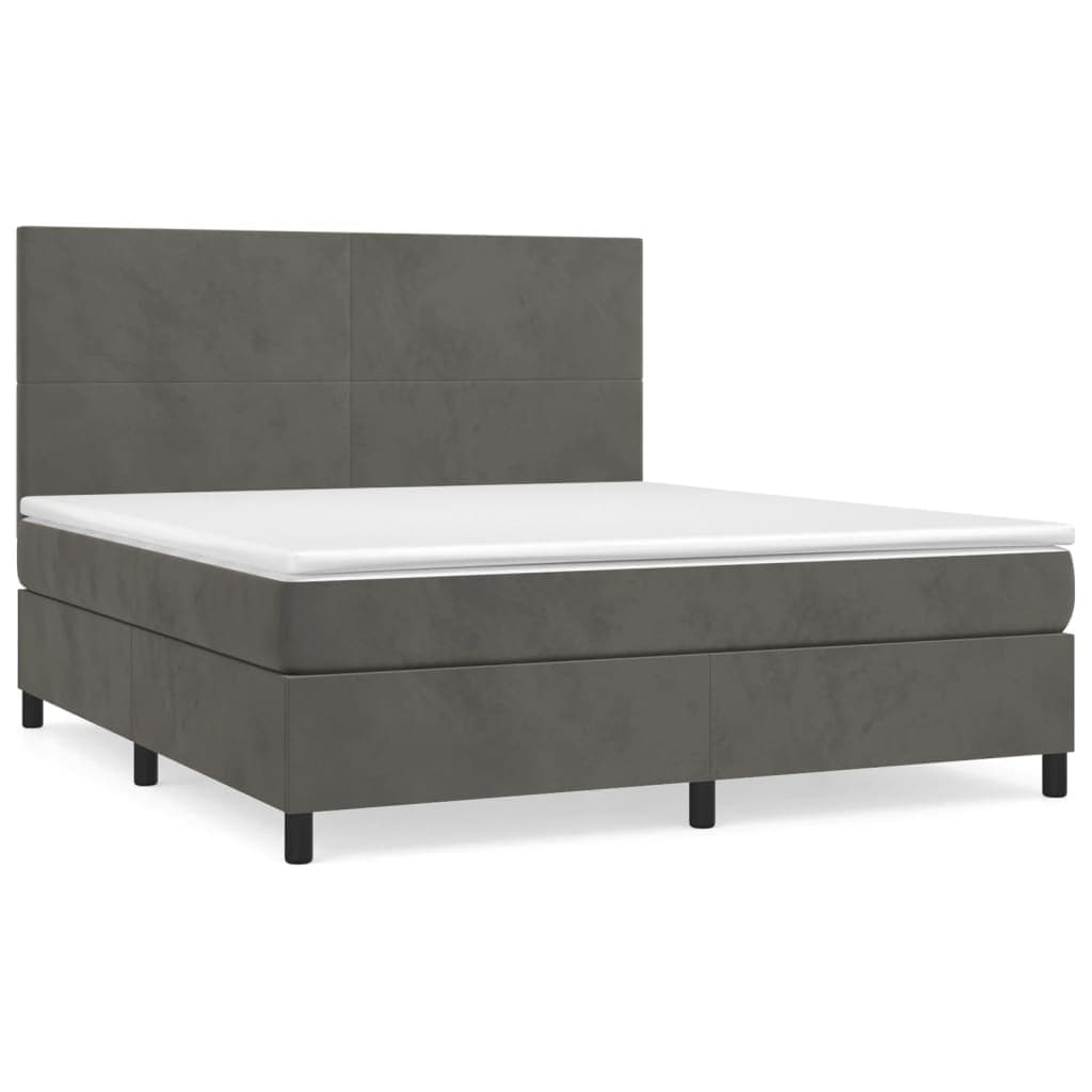 vidaXL Cama com Molas/colchão 160x200 cm Veludo Cinzento-escuro - 1064714390