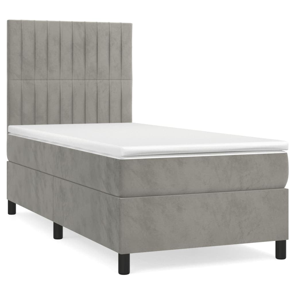 vidaXL Cama com Molas/colchão 80x200 cm Veludo Cinza-claro - 118529666