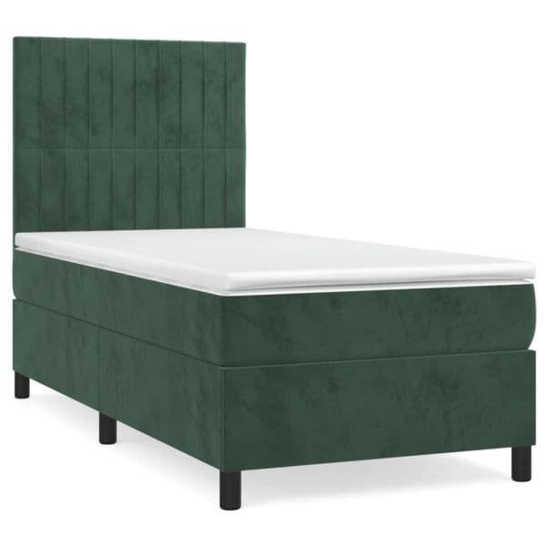vidaXL Cama com Molas/colchão 90x190 cm Veludo Verde-escuro - 1762434901