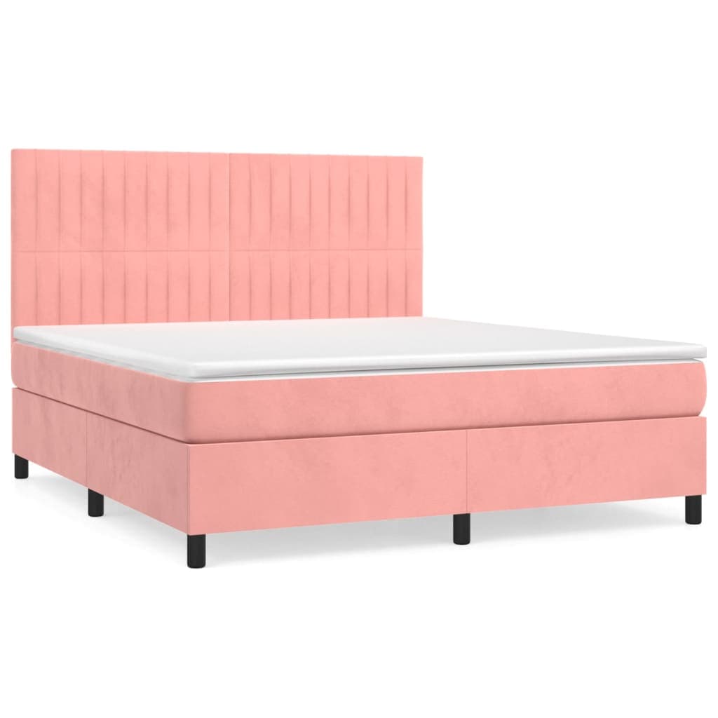 vidaXL Cama com Molas/colchão 160x200 cm Veludo Rosa - 3940054870