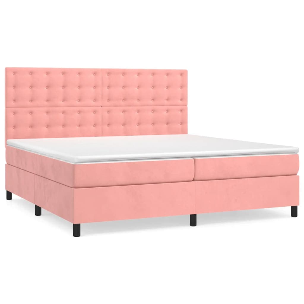 vidaXL Cama com Molas/colchão 200x200 cm Veludo Rosa - 3129514565