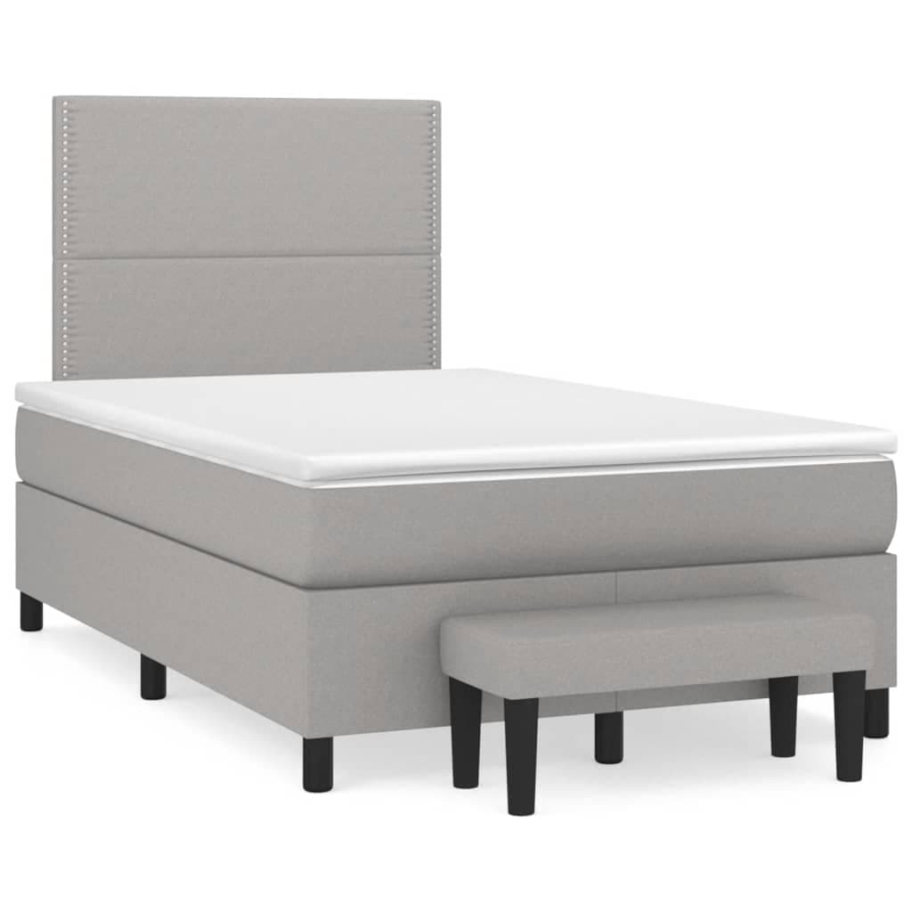 vidaXL Cama com molas/colchão 120x200 cm tecido cinza-claro