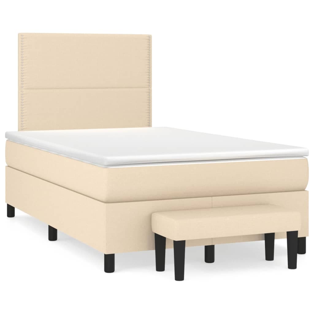 vidaXL Cama com Molas/colchão 120x200 cm Tecido Cor Creme - 358090733