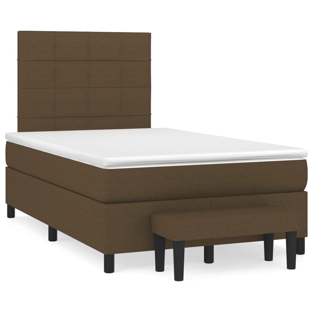 vidaXL Cama com molas/colchão 120x200 cm tecido castanho-escuro