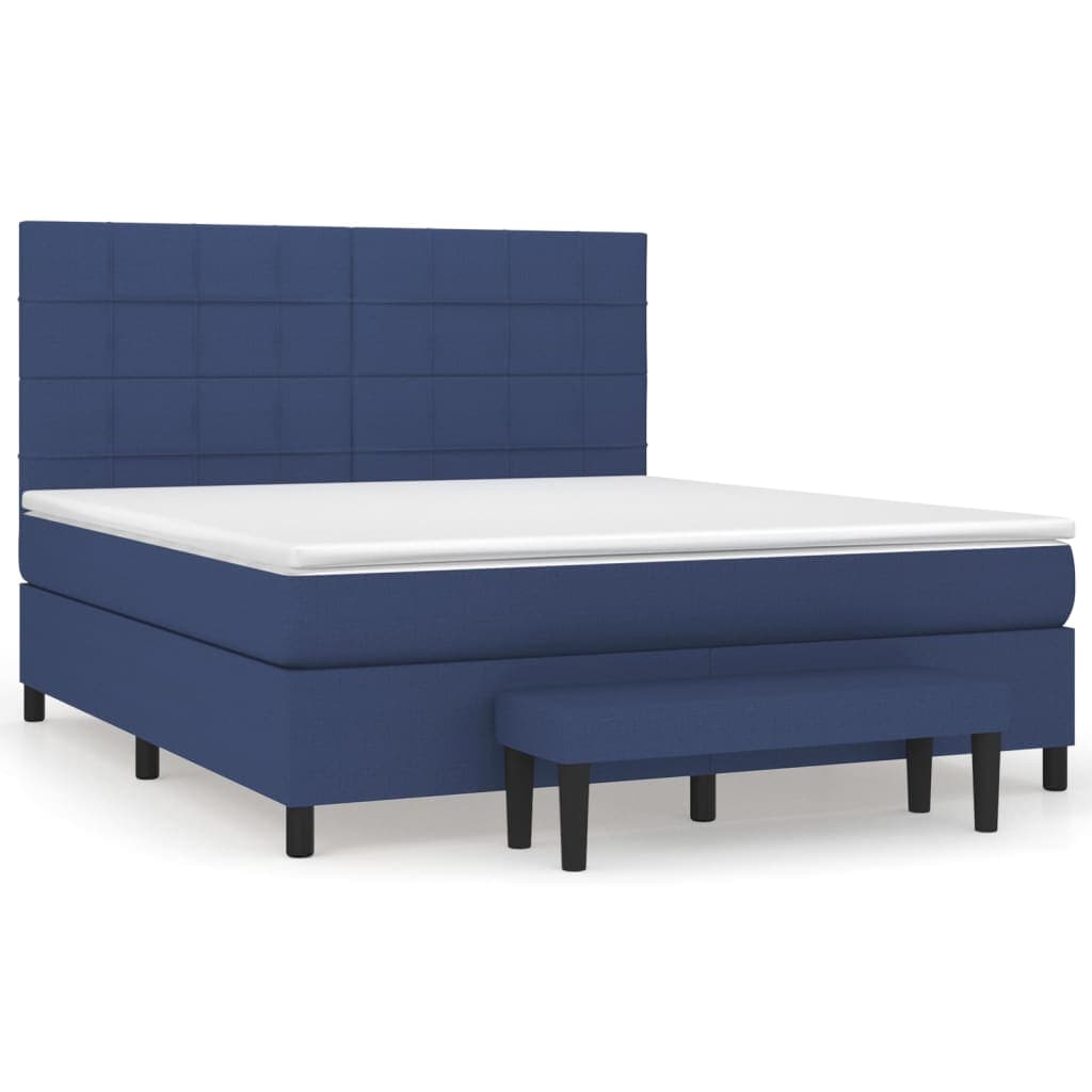 vidaXL Cama com Molas/colchão 160x200 cm Tecido Azul - 2422283606