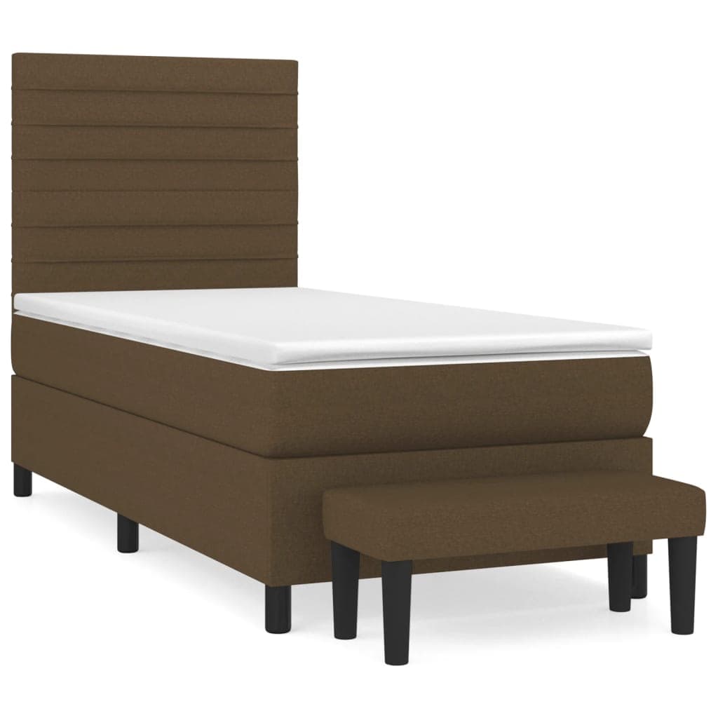 vidaXL Cama com molas/colchão 90x190 cm tecido castanho-escuro