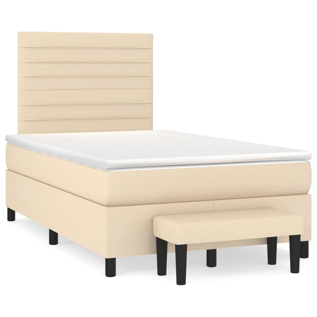 vidaXL Cama com molas/colchão 120x200 cm tecido cor creme