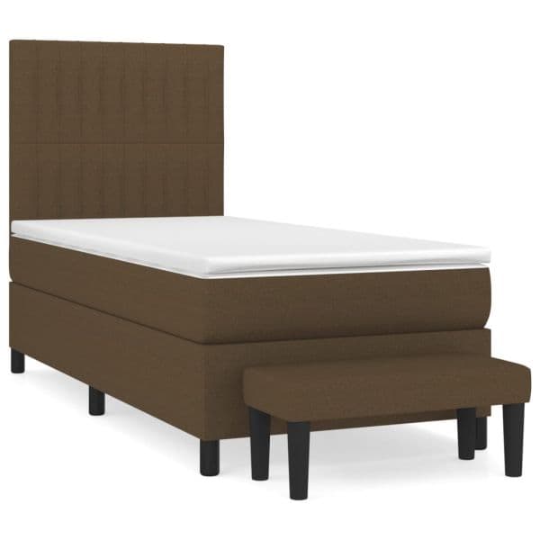 vidaXL Cama com Molas/colchão 90x200 cm Tecido Castanho-escuro - 3276971014