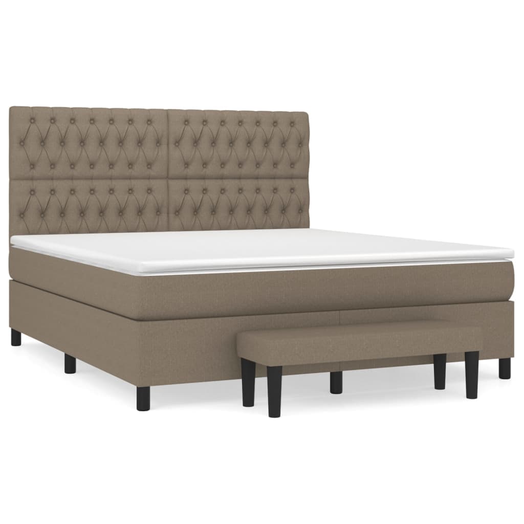 vidaXL Cama com molas/colchão 180x200 cm tecido castanho-acinzentado